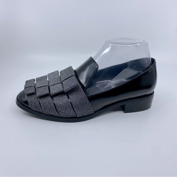 Jeffrey Campbell x Anthropologie Beauvil Glitter Bow Loafers Color Black 7 - Picture 5 of 11